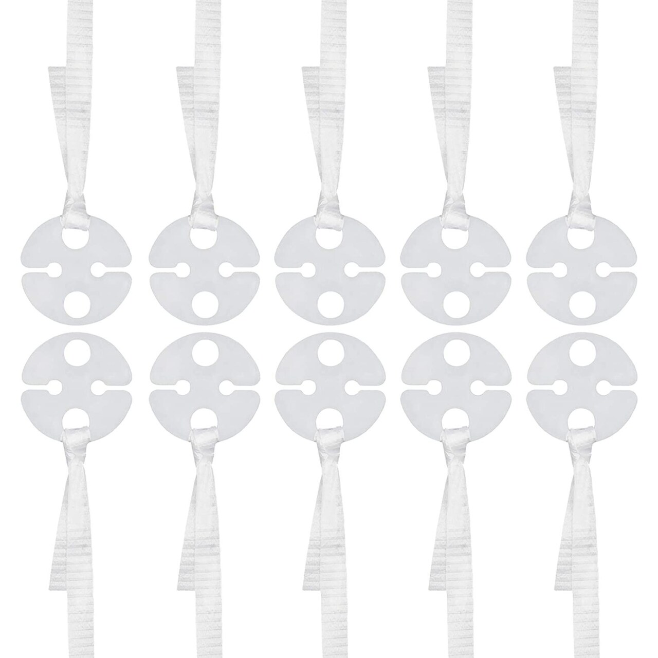 White Plastic Balloon Clips with String, Round Tie Tool (1 Inch, 100 Pieces)